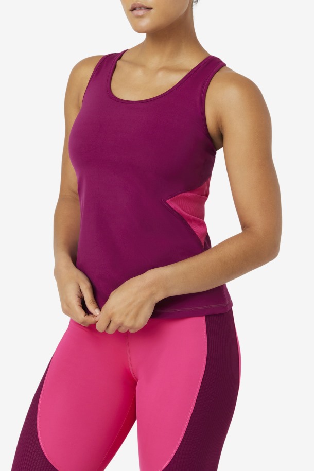 Magenta Púrpura/rosa Brillante Fila Outlets Uplift Camiseta Sin Mangas Abierta Con Espalda Cruzada