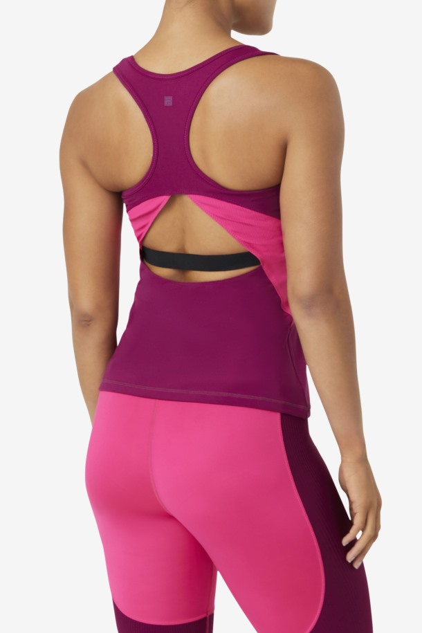 Magenta Púrpura/rosa Brillante Fila Outlets Uplift Camiseta Sin Mangas Abierta Con Espalda Cruzada