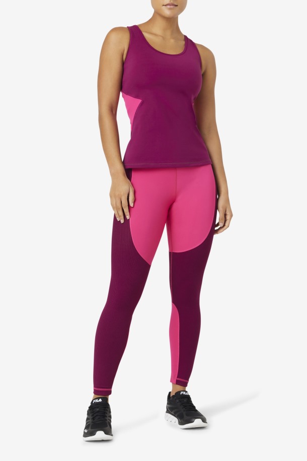 Magenta Púrpura/rosa Brillante Fila Outlets Uplift Camiseta Sin Mangas Abierta Con Espalda Cruzada