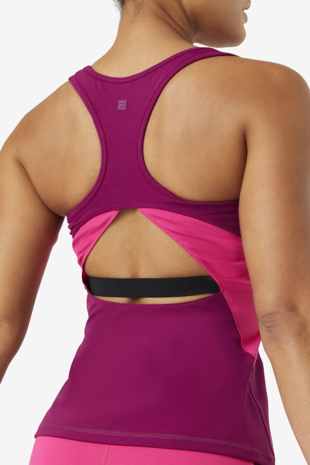 Magenta Púrpura/rosa Brillante Fila Outlets Uplift Camiseta Sin Mangas Abierta Con Espalda Cruzada