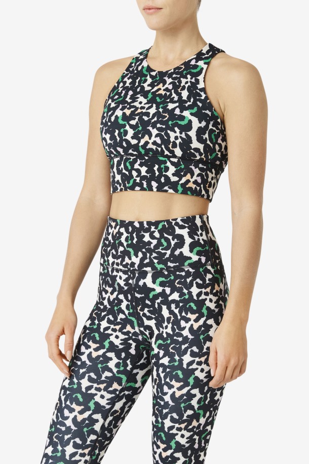 Sujetador Deportivo Uplift Cuello Alto Fila Outlets Negro Animal
