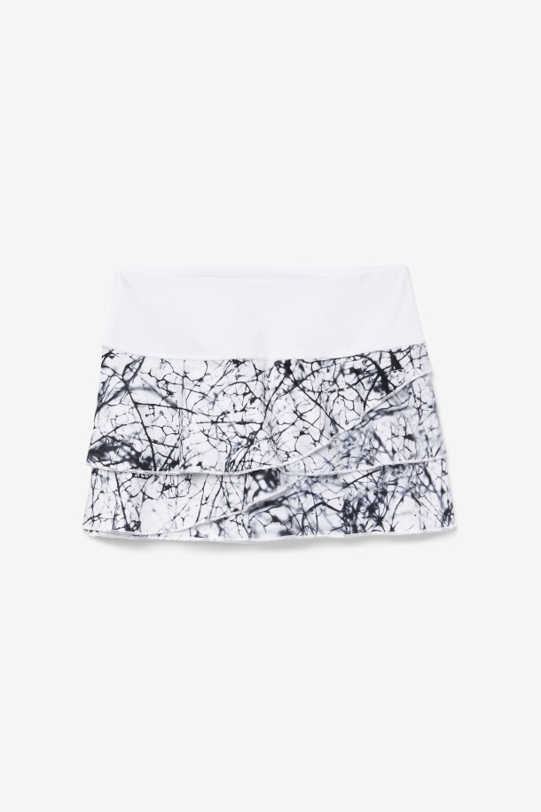 Falda Pantalón Con Estampado De Mármol/blanco Fila Outlets Pickleball Con Estampado Escalonado