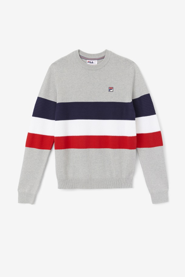 Suéter Willkie Gris Claro Jaspeado/peacoat/blanco Fila Outlets