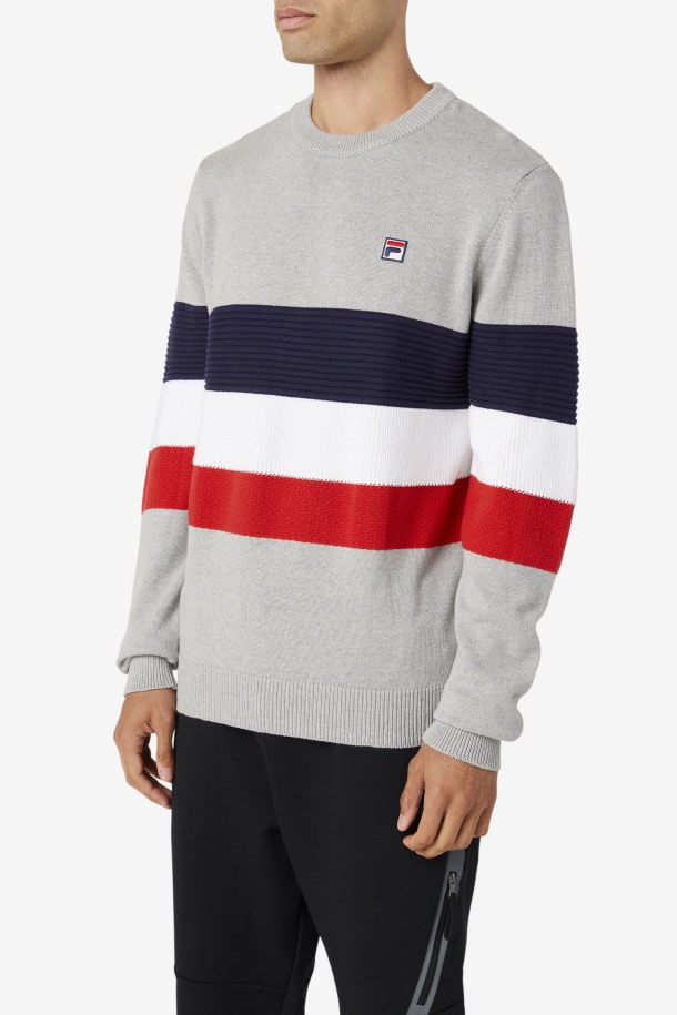 Suéter Willkie Gris Claro Jaspeado/peacoat/blanco Fila Outlets