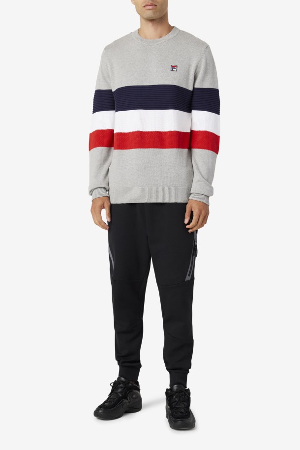 Suéter Willkie Gris Claro Jaspeado/peacoat/blanco Fila Outlets