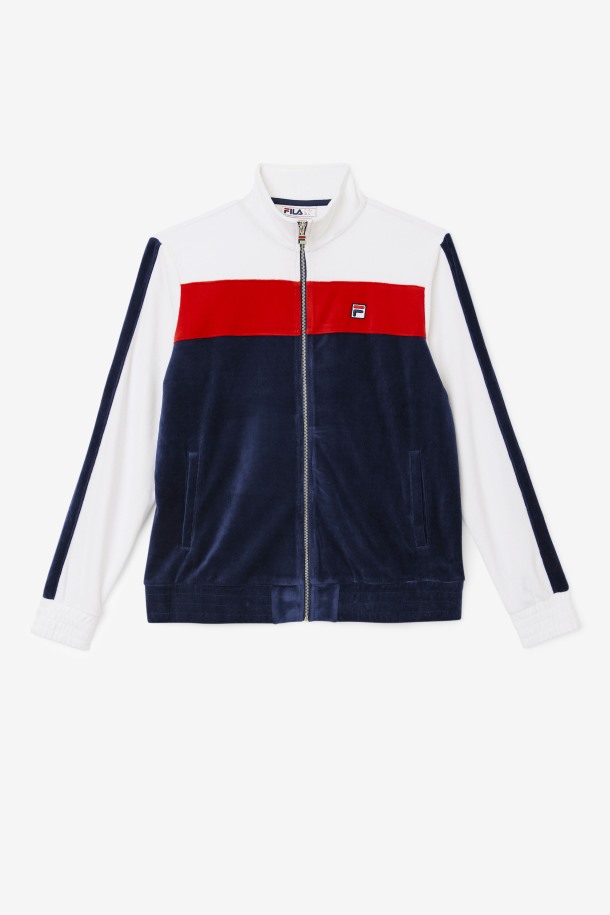 Fila Outlets Brice Terciopelo Chaqueta Azul Marino/blanco/rojo