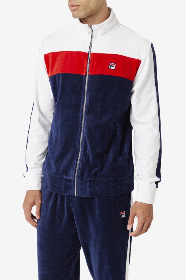 Fila Outlets Brice Terciopelo Chaqueta Azul Marino/blanco/rojo