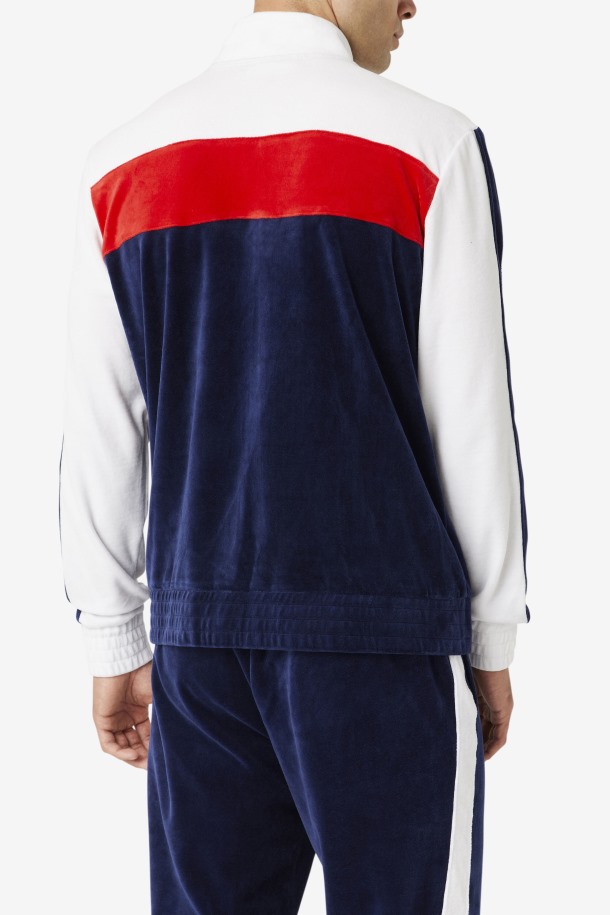 Fila Outlets Brice Terciopelo Chaqueta Azul Marino/blanco/rojo