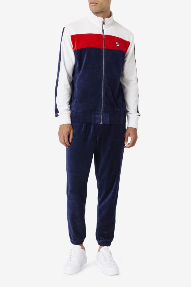 Fila Outlets Brice Terciopelo Chaqueta Azul Marino/blanco/rojo