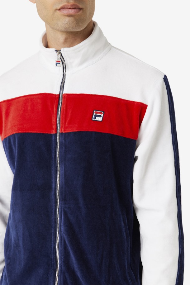 Fila Outlets Brice Terciopelo Chaqueta Azul Marino/blanco/rojo