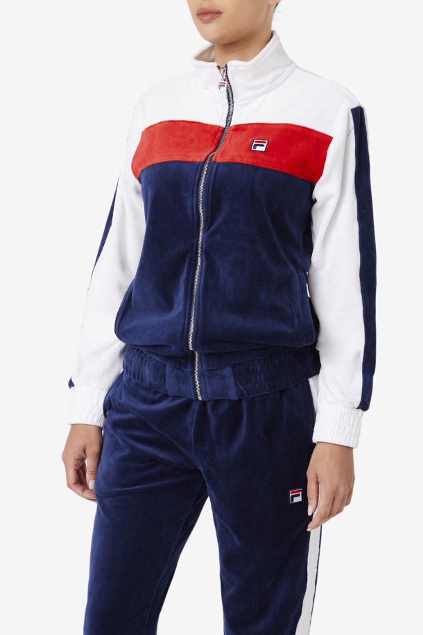 Fila Outlets Brice Terciopelo Chaqueta Azul Marino/blanco/rojo