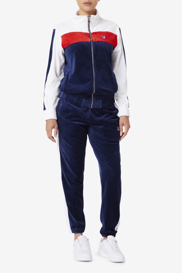 Fila Outlets Brice Terciopelo Chaqueta Azul Marino/blanco/rojo