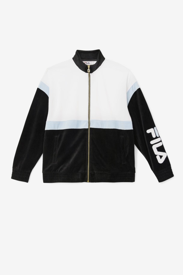 Negro/blanco/skyway Fila Outlets Mansur Chaqueta De Terciopelo