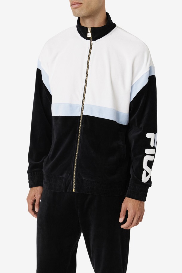 Negro/blanco/skyway Fila Outlets Mansur Chaqueta De Terciopelo