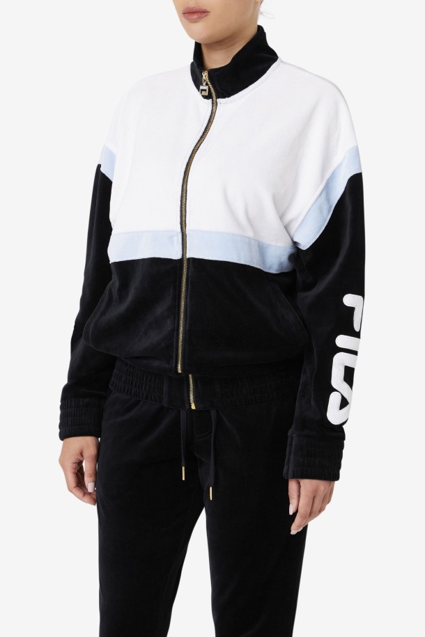 Negro/blanco/skyway Fila Outlets Mansur Chaqueta De Terciopelo