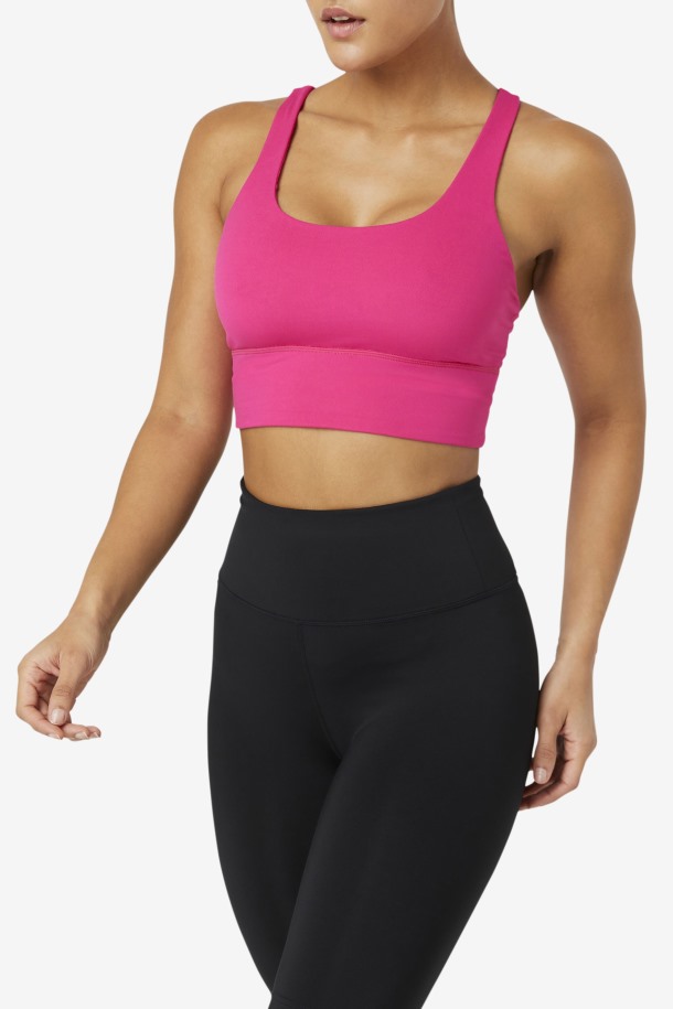 Fila Outlets Uplift Cross Back Bra Top Rosa Brillante