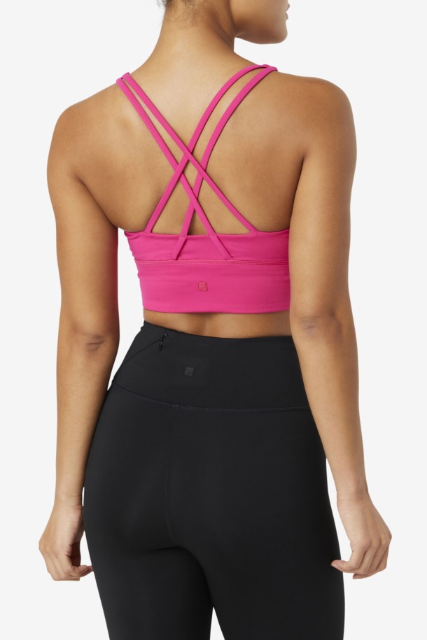 Fila Outlets Uplift Cross Back Bra Top Rosa Brillante