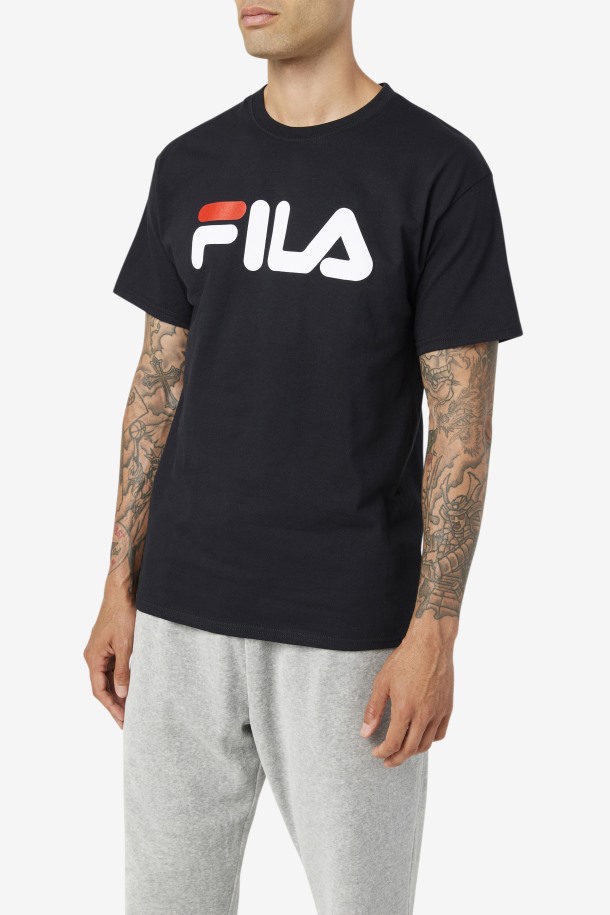 Camiseta Con Logo De Hombre Fila Outlets Negra/blanca/roja