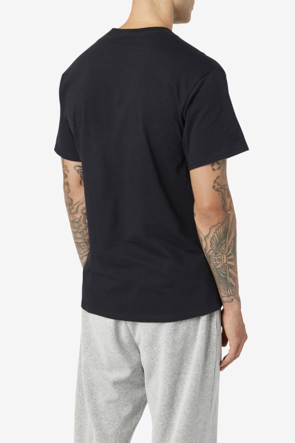 Camiseta Con Logo De Hombre Fila Outlets Negra/blanca/roja