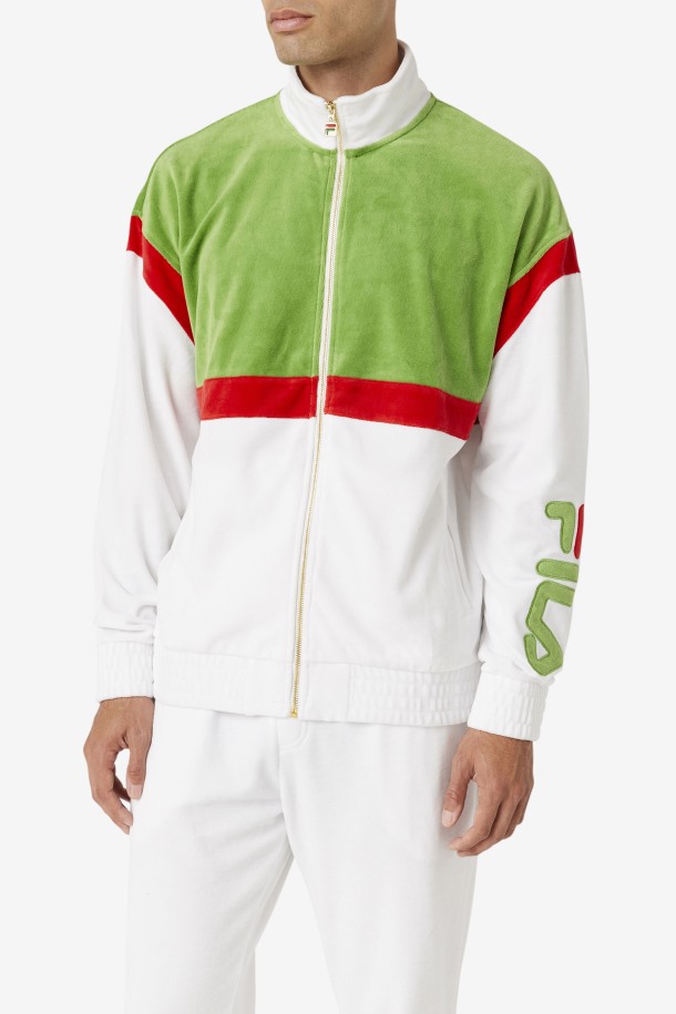 Fila Outlets Blanco/bosque Verde/rojo Mansur Terciopelo Chaqueta