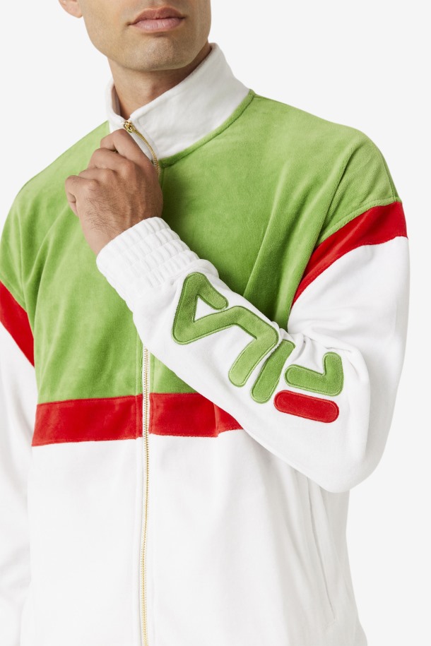 Fila Outlets Blanco/bosque Verde/rojo Mansur Terciopelo Chaqueta