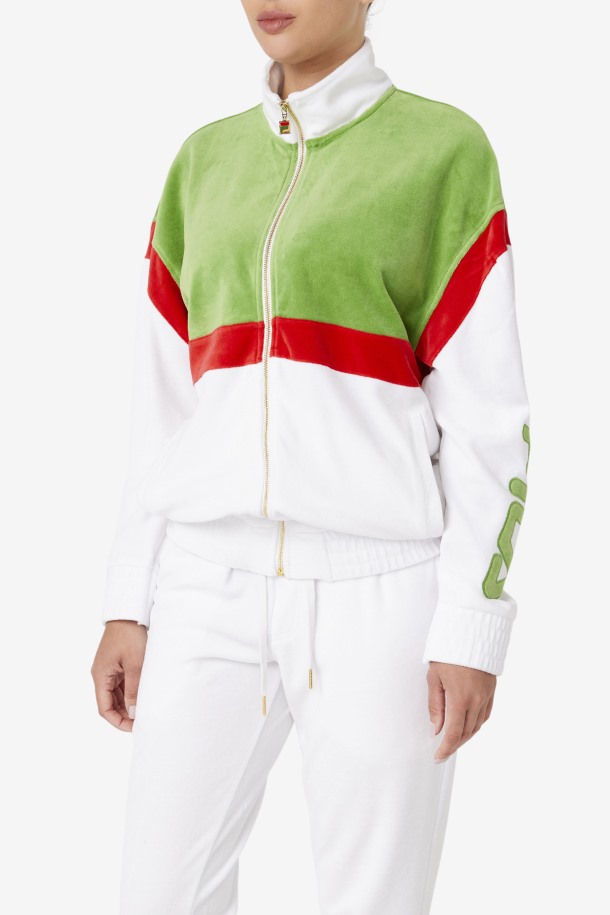 Fila Outlets Blanco/bosque Verde/rojo Mansur Terciopelo Chaqueta