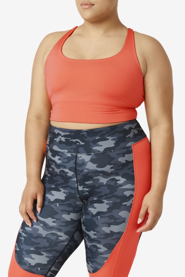 Bra Top Uplift Espalda Cruzada Hot Coral Outlet Fila