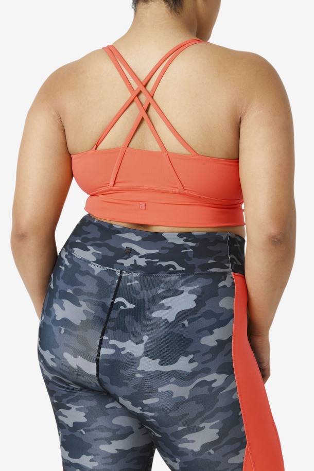Bra Top Uplift Espalda Cruzada Hot Coral Outlet Fila