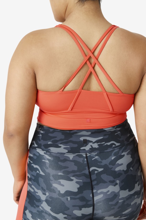 Bra Top Uplift Espalda Cruzada Hot Coral Outlet Fila
