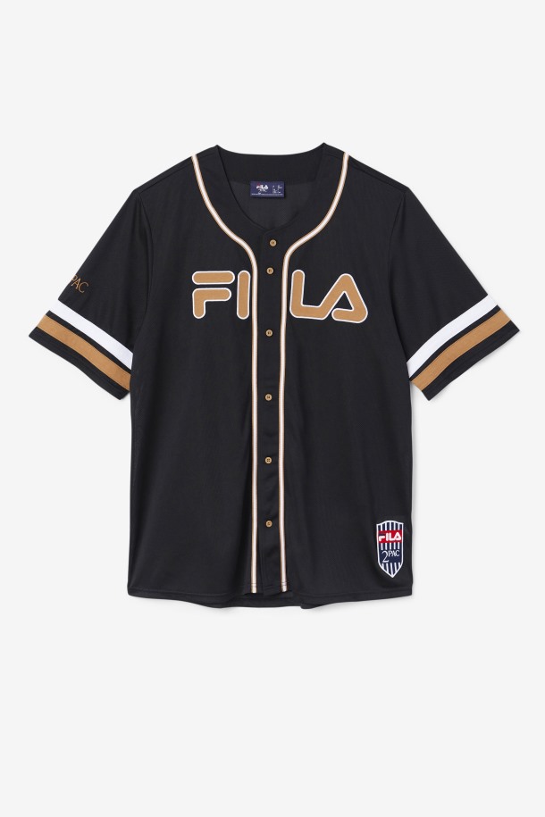 Camiseta De Beisbol Fila Outlets 2pac Negro/tabaco Marron/blanco