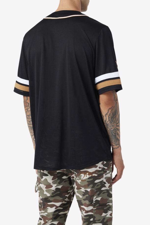 Camiseta De Beisbol Fila Outlets 2pac Negro/tabaco Marron/blanco