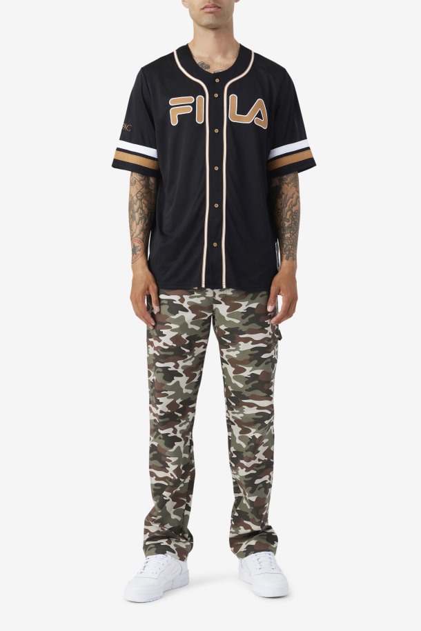 Camiseta De Beisbol Fila Outlets 2pac Negro/tabaco Marron/blanco