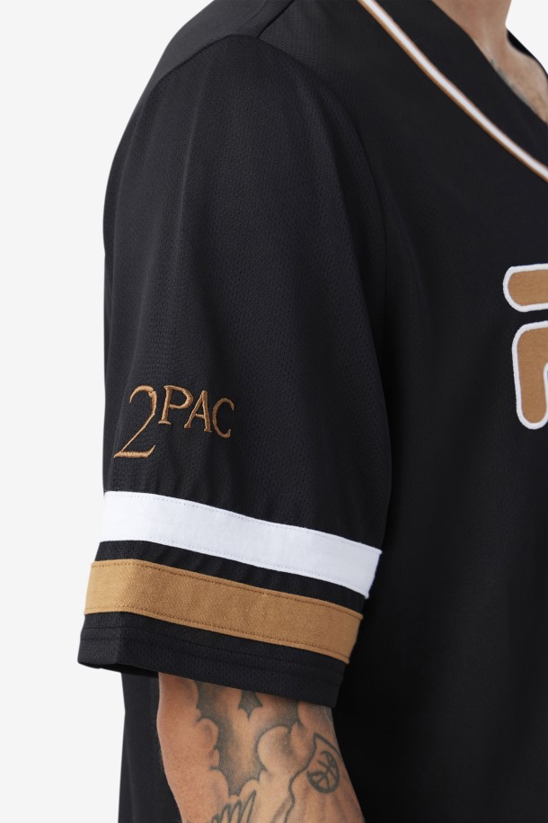 Camiseta De Beisbol Fila Outlets 2pac Negro/tabaco Marron/blanco
