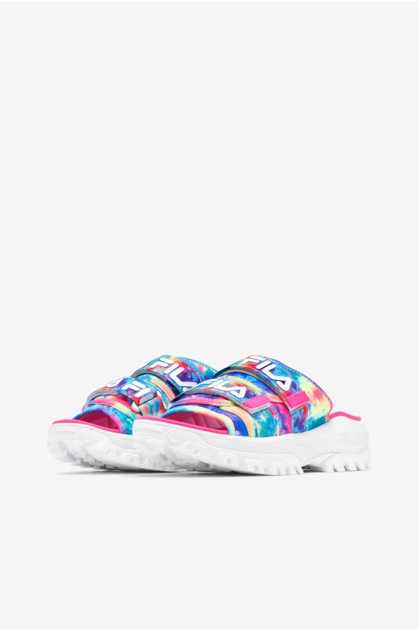 Chanclas Para Mujer Tie Dye Multicolor/blanco/rosa Glo Outlets Fila