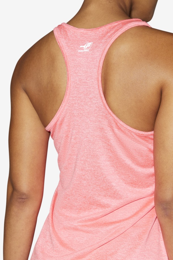 Camiseta Sin Mangas Racerback Diva Pink Heather Pickleball Salida Fila