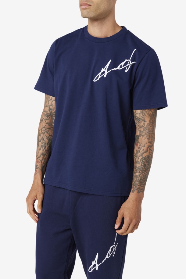 Fila Outlets Azul Marino Grant Hill Cormac Camiseta