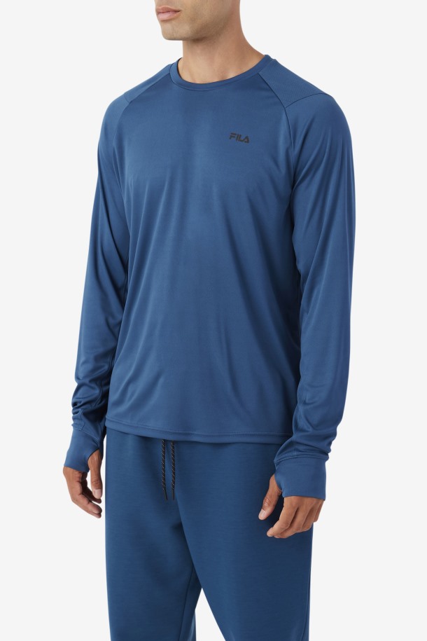 Fila Outlets Jazam Manga Larga Tripulación Majolica Azul/negro