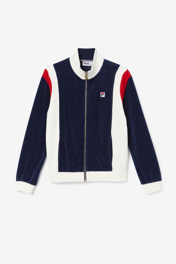 Chaqueta De Terciopelo Floyd Azul Marino/egret/rojo Outlet Fila