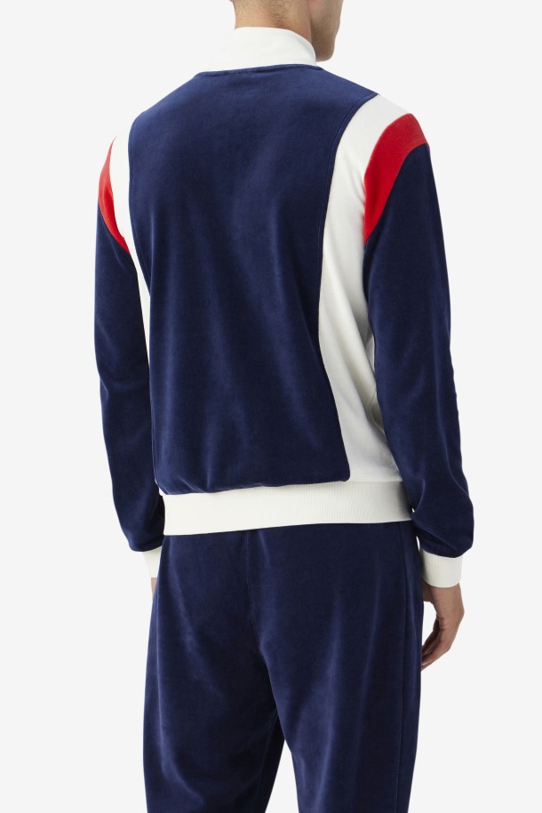 Chaqueta De Terciopelo Floyd Azul Marino/egret/rojo Outlet Fila