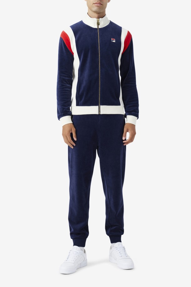 Chaqueta De Terciopelo Floyd Azul Marino/egret/rojo Outlet Fila