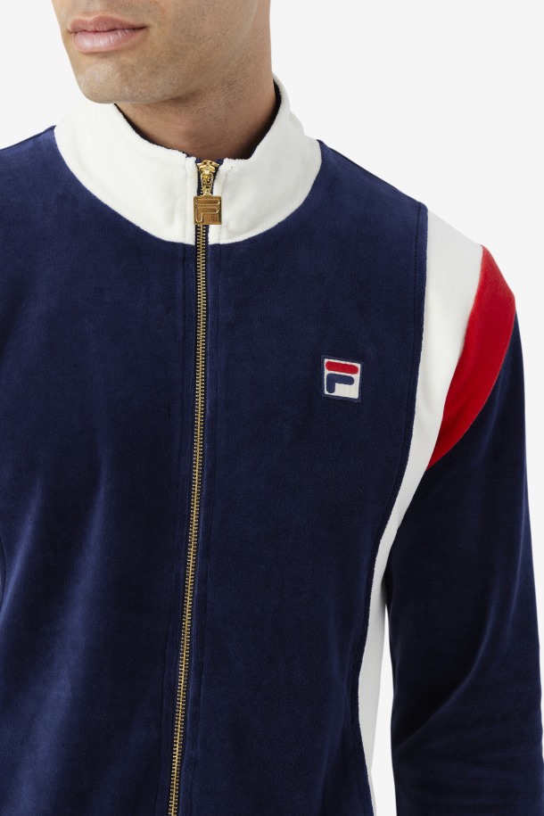 Chaqueta De Terciopelo Floyd Azul Marino/egret/rojo Outlet Fila