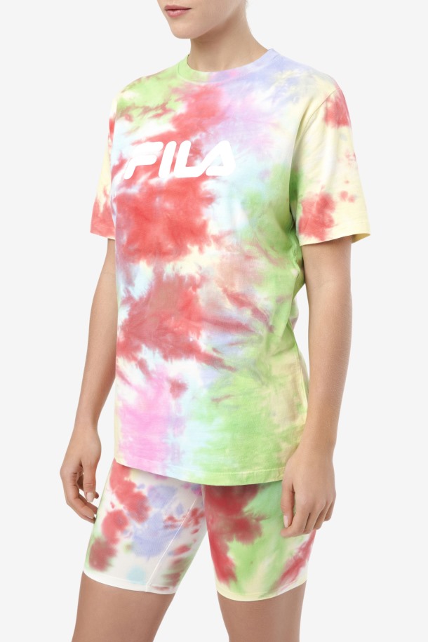 Fila Outlets Alivia Tie Dye Camiseta Verde/blanco/bígaro/rojo