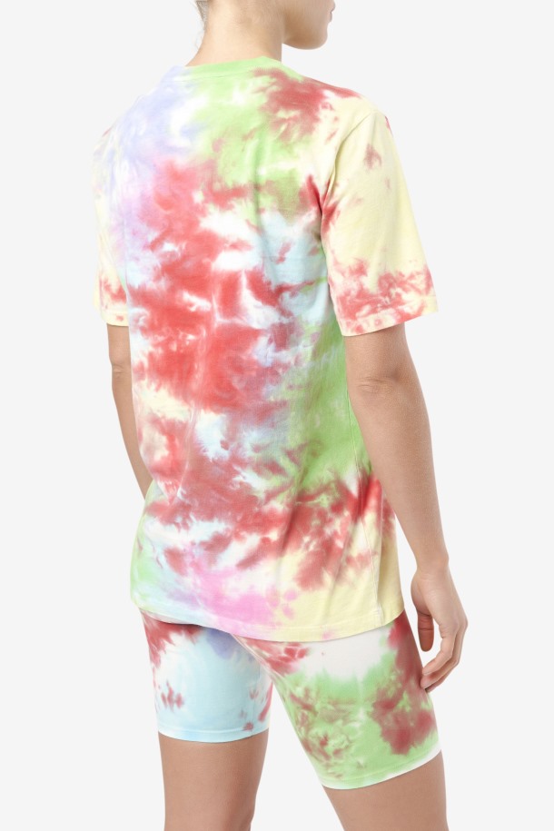 Fila Outlets Alivia Tie Dye Camiseta Verde/blanco/bígaro/rojo