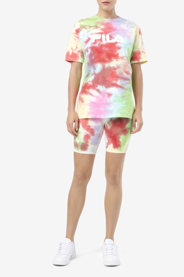 Fila Outlets Alivia Tie Dye Camiseta Verde/blanco/bígaro/rojo