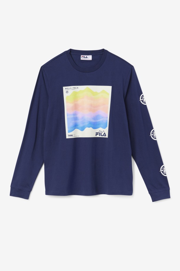 Camiseta De Manga Larga Kare De Fila Outlets Navy/iced Aqua/egret