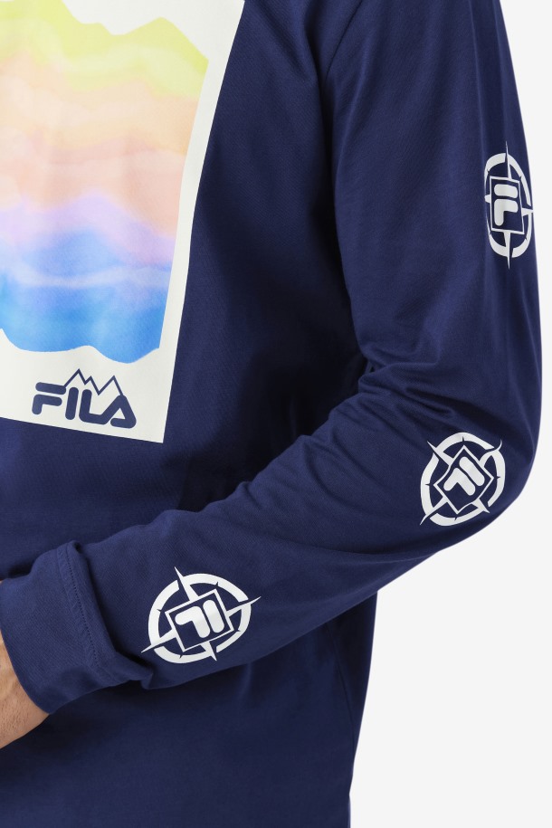 Camiseta De Manga Larga Kare De Fila Outlets Navy/iced Aqua/egret