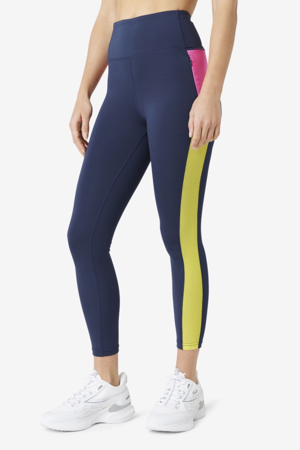 Leggins Force Contrast 7/8 Azul Marino/azalea/sulfuro Fila Outlet Online