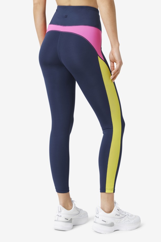 Leggins Force Contrast 7/8 Azul Marino/azalea/sulfuro Fila Outlet Online