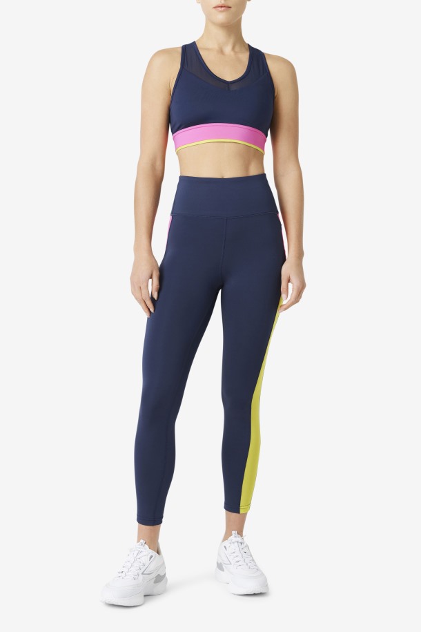 Leggins Force Contrast 7/8 Azul Marino/azalea/sulfuro Fila Outlet Online