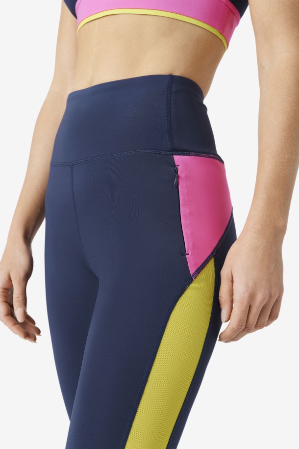 Leggins Force Contrast 7/8 Azul Marino/azalea/sulfuro Fila Outlet Online
